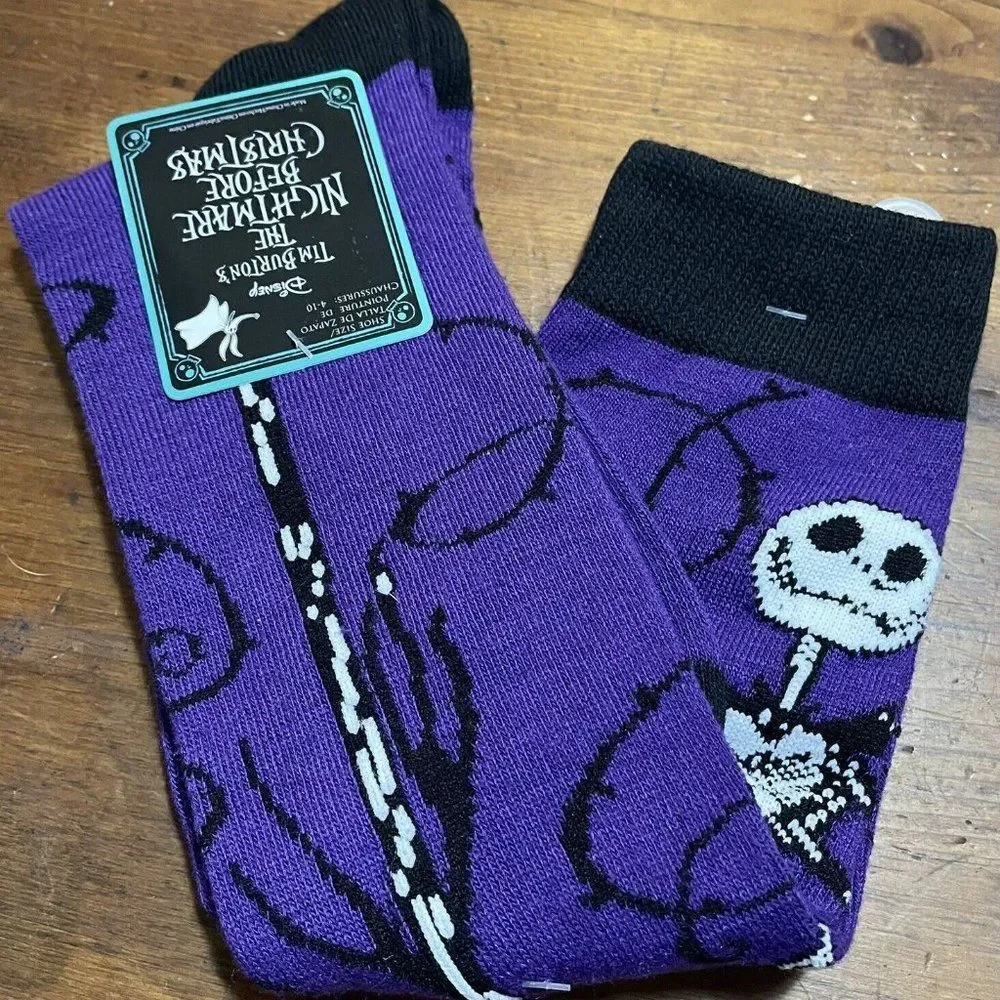 Disney The Nightmare B4 Christmas/Purple Black/Jack Skellington Socks 4-10/NWT